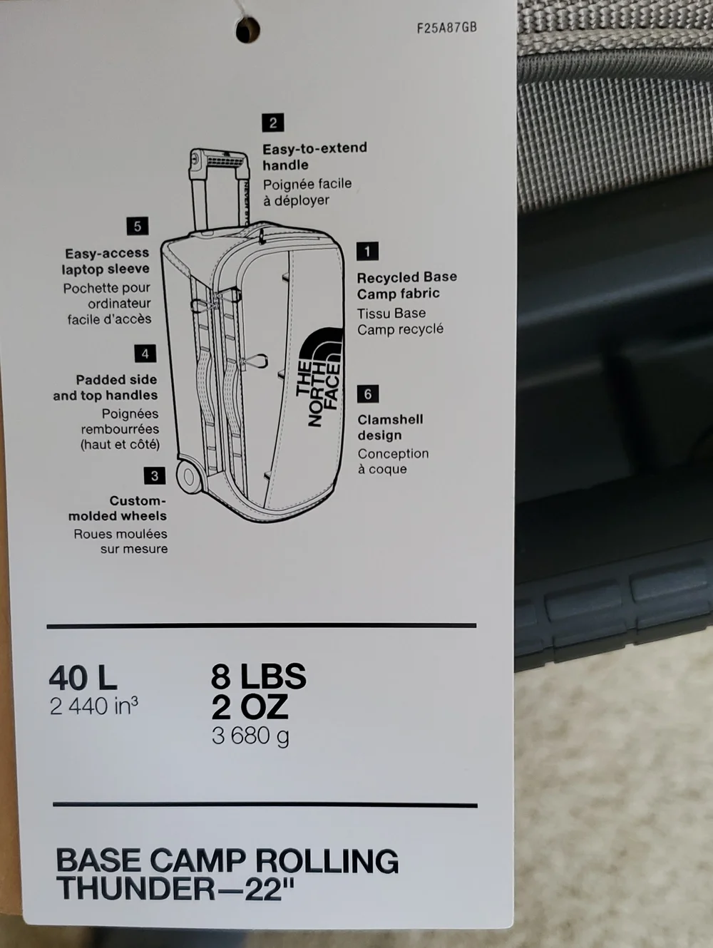 The North Face Rolling Thunder Men's 22inch/40L Luggage